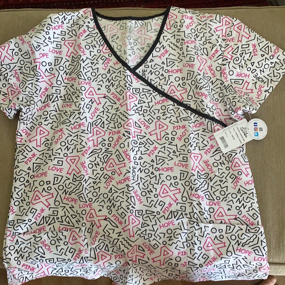 Breast cancer scrub top